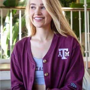 Hype and Vice Texas A&M University Ace Cardigan in Color Dark Maroon Size Medium